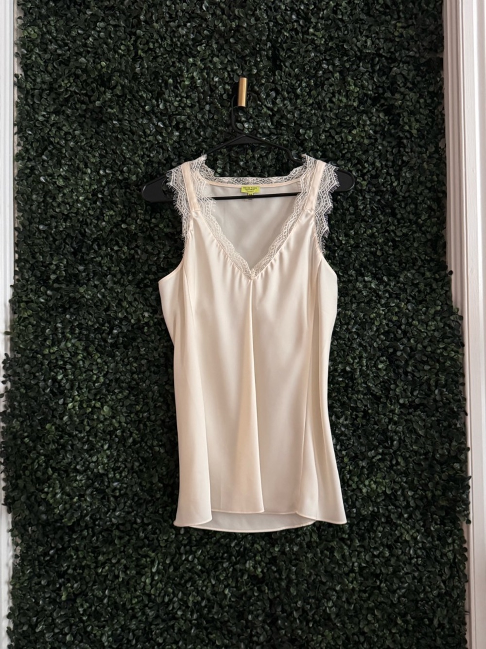 Stella & Dot Lace Trim Sleeveless V-Neck Shell Top - Cream